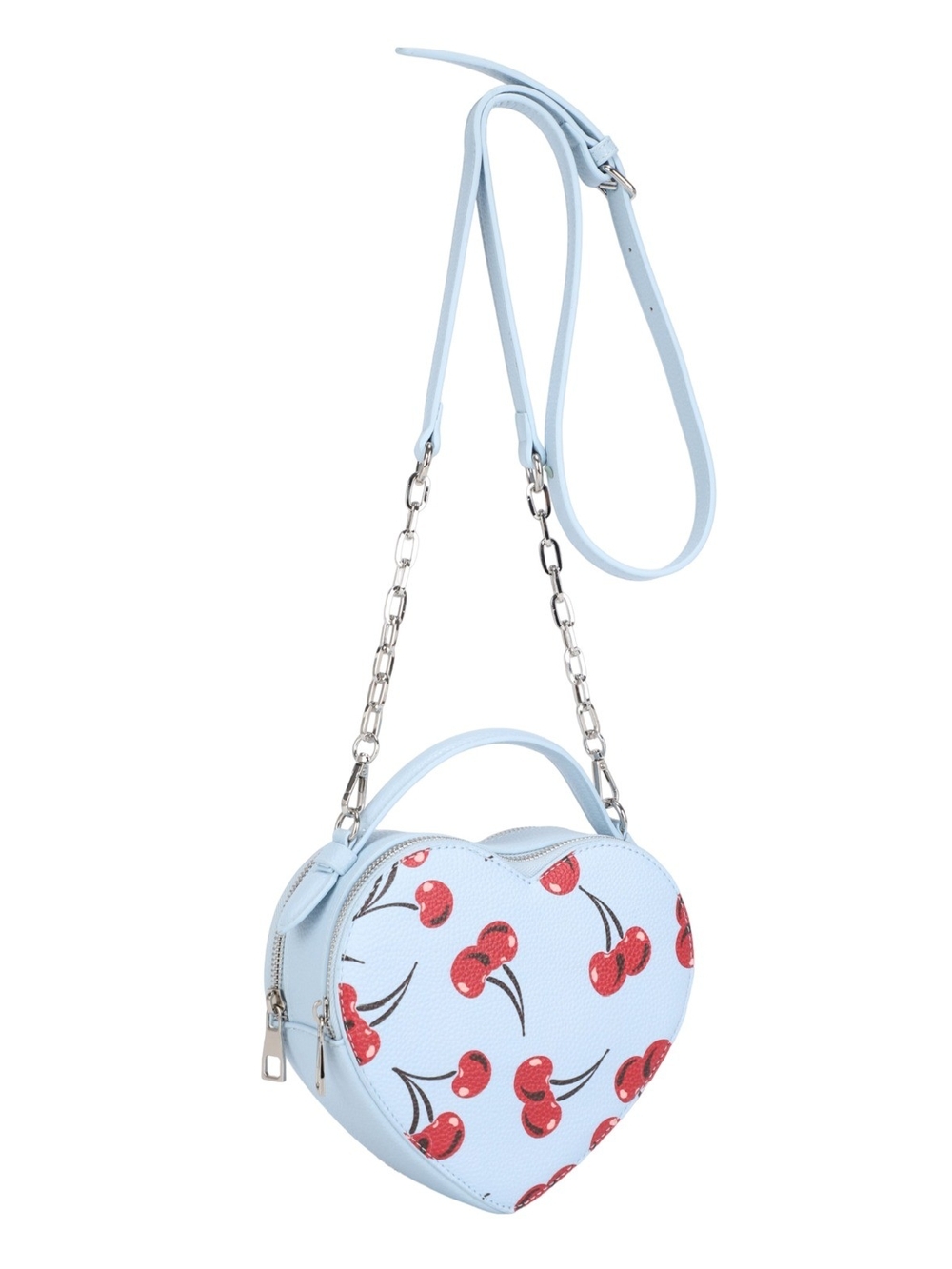 Heart-Shaped Mini Crossbody Bag with Cherry Print